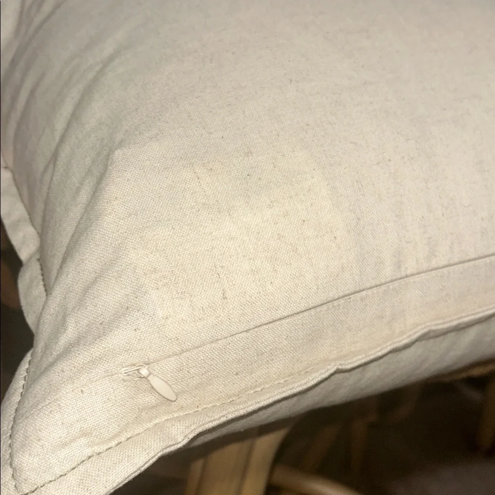 Studio McGee 24” x 24” Green Embroidery with Red Bows Linen Blend Pillow